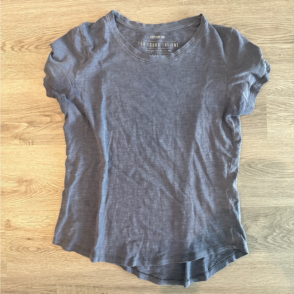 Cotton:On The Crew T-Shirt in Washed Navy - 100% Cotton - Size XS